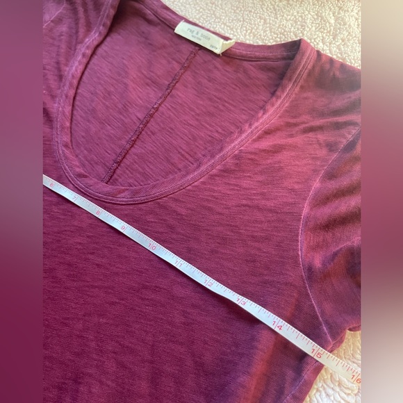 Rag & Bone U Neck Maroon Slub Tee Pima Cotton Short Sleeve Crew Neck Top Sz XS - Picture 7 of 9